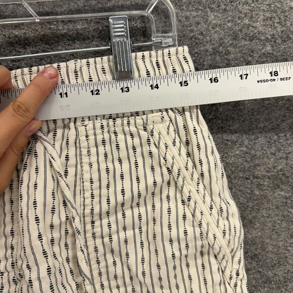 Old Navy Shorts Women S Small Beige Striped Mid Rise Drawstring Chino Cotton - Picture 3 of 6